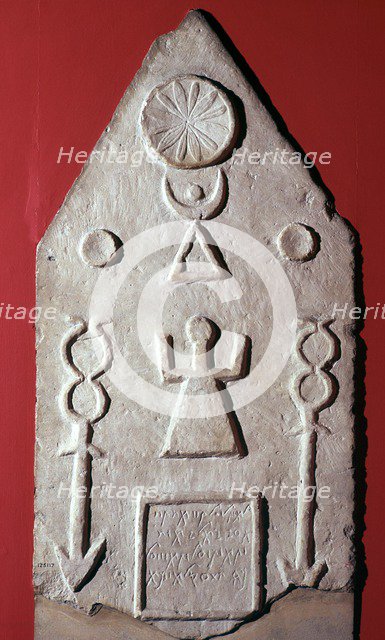 Limestone stela with a dedication to Baal, from Carthage, north Africa, 2nd-1st century BC. Artist: Unknown