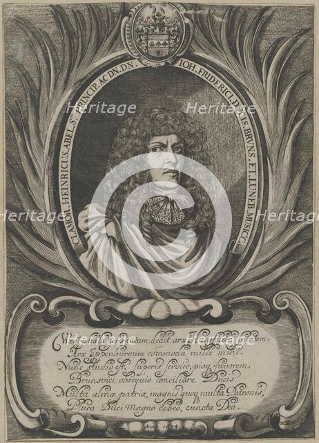 Portrait of the componist and musician Clamor Heinrich Abel (1634-1696), 1674. Creator: Serault, Noel (active 1670s).