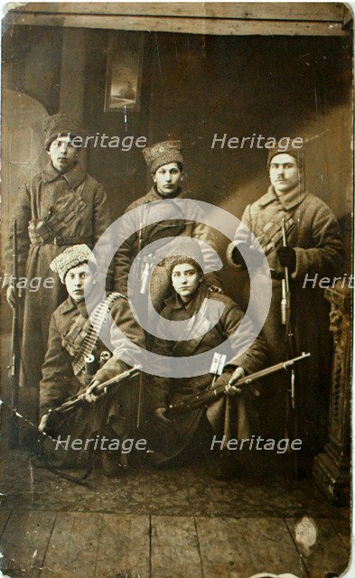 A group of Red Army soldiers before leaving for the front, Petrograd, Russia, 1918. Artist: Anon