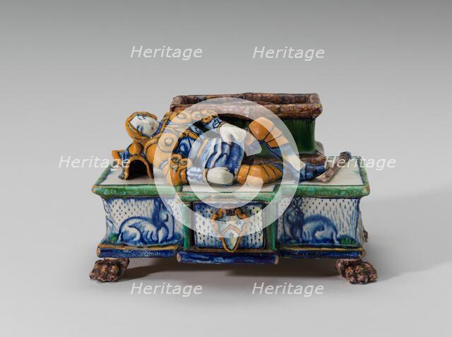 Inkstand with sleeping knight, late 15th/early 16th century. Creator: Unknown.