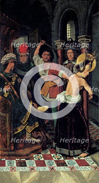 The Flagellation of Saint Engratia, ca 1475. Artist: Bermejo, Bartolomé (ca 1440-ca 1498)