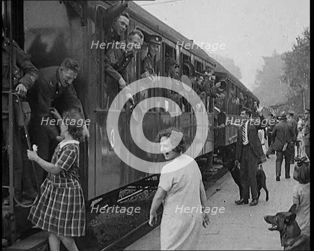 Allied Armies of Occupation Train Leaving the Station to Go Home, 1929. Creator: British Pathe Ltd.