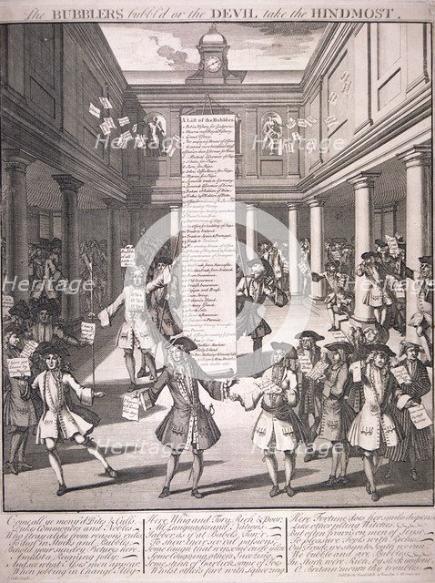 Stock Exchange, London, 1720. Artist: James Cole