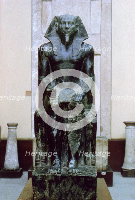 Diorite statue of the Ancient Egyptian pharaoh Khafre, 26th century BC. Artist: Unknown