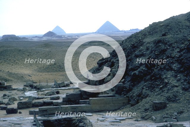 View south from the Step Pyramid to the Dashur necropolis, Saqqara, Egypt. Artist: Unknown