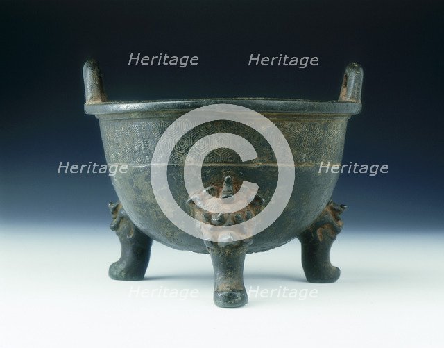 Bronze ding with tortoise shell diaper pattern, Ming dynasty, China, 1528. Artist: Unknown