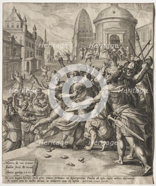 The Arrest of St. Paul, 1581. Creator: Jan I Sadeler (Flemish, 1550-1600).