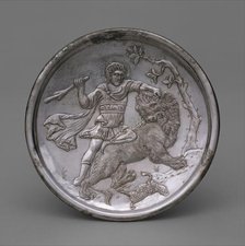 Plate with David Slaying a Lion, Byzantine, 629-630. Creator: Unknown.