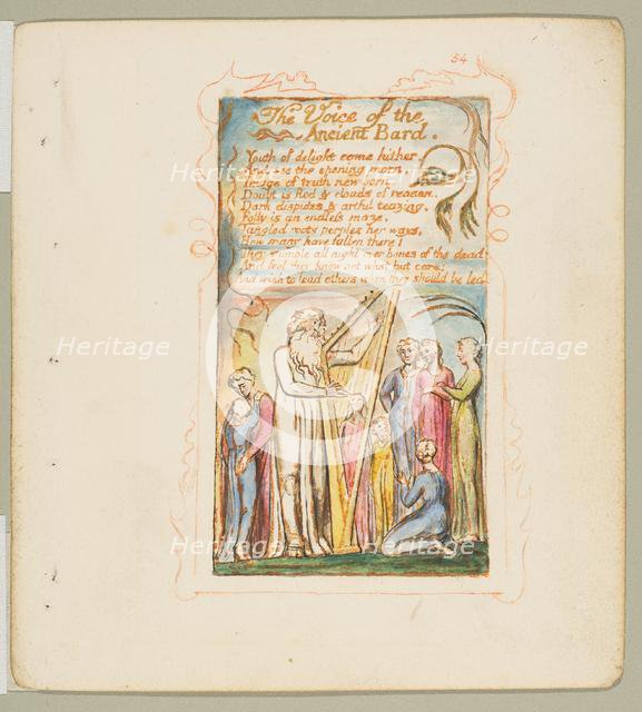 Songs of Innocence and of Experience: Voice of the Ancient Bard, ca. 1825. Creator: William Blake.