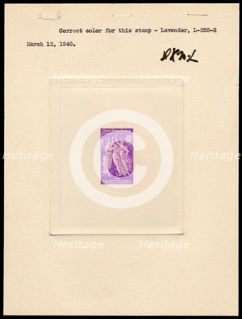 3c Pan American Union die proof attached to plate proof, 14682. Creator: Bureau of Engraving and Printing.