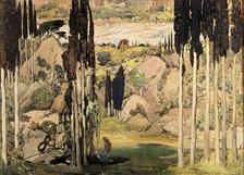 Set design for Act II of a Ballet Russes production of Ravel's Daphnis and Chloe, 1912. Artist: Leon Bakst