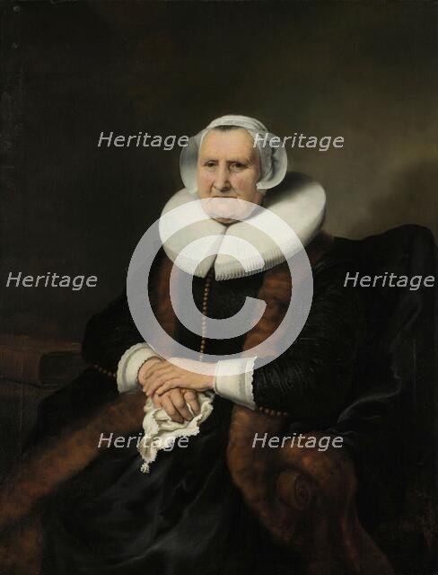 Portrait of an Old Lady, Possibly Elisabeth Bas, c.1640-c.1645. Creator: Ferdinand Bol.