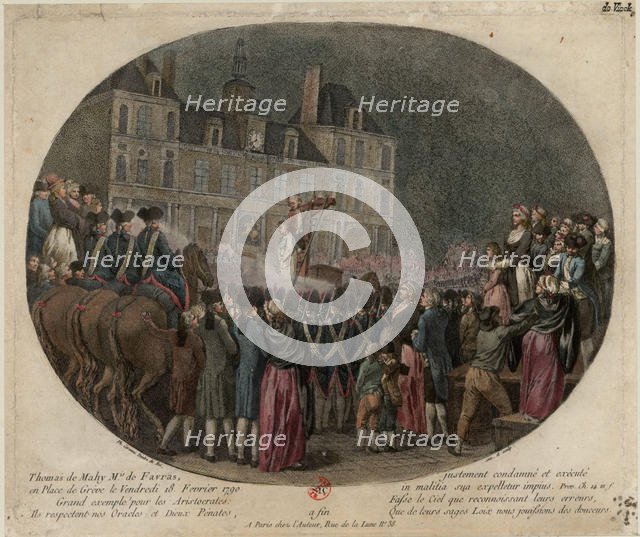The Execution of Thomas de Mahy, Marquis de Favras (1744-1790), February 18, 1790, 1790. Creator: Caresme, Jacques Philippe (1734-1796).