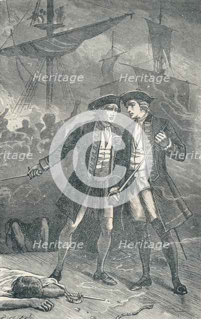 Anson Receives Intelligence that the Centurion is on Fire, 1904. Artist: Unknown.