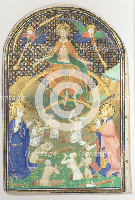 Manuscript Leaf with the Last Judgment, from a Book of Hours, ca. 1400. Creator: Unknown.