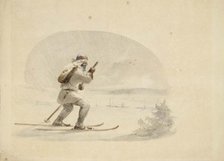 Laplander Skiing, 1850-1855. Creator: Karl Anders Ekman.