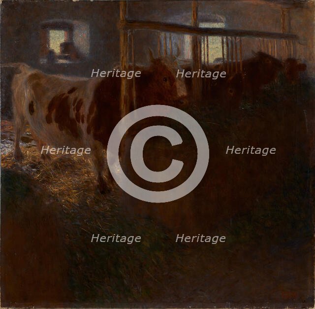 Cow shed (Cows in a stable), 1900. Creator: Klimt, Gustav (1862-1918).