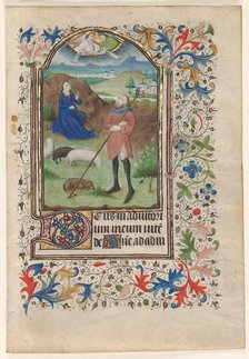 Leaf from a Book of Hours: Annunciation to the Shepherds, c. 1460. Creator: Unknown.