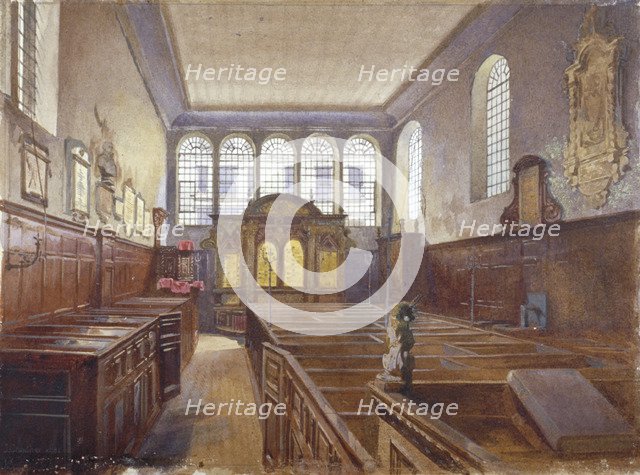 Interior view of the Church of St Matthew, Friday Street, City of London, 1881. Artist: John Crowther