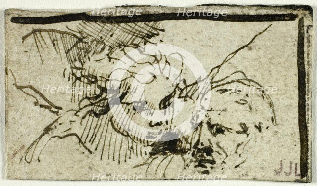 Rembrandt's Sacrifice of Isaac - Heads of Abraham and Angel, after 1655. Creator: Unknown.