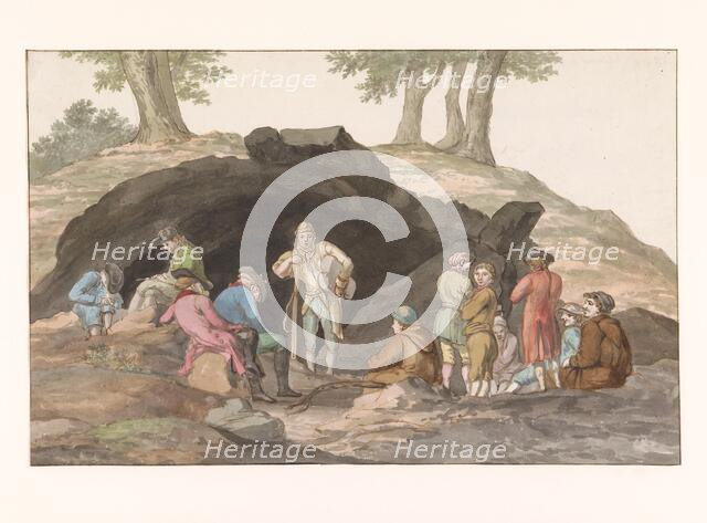 Stop at the Grotta delle Capre on the border at Nemorosa and Fredda, 1778. Creator: Louis Ducros.