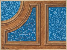 Partial design for wood paneling inlaid with painted panels, 1871. Creators: Jules-Edmond-Charles Lachaise, Eugène-Pierre Gourdet.