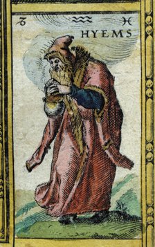  'Winter', coloured engraving from the book 'Le Theatre du monde' or 'Nouvel Atlas', 1645, create…
