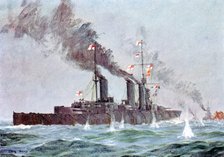 Battlecruiser 'HMS Lion' coming into action, Battle of Jutland 31 May - 1 June 1916. Artist: Unknown