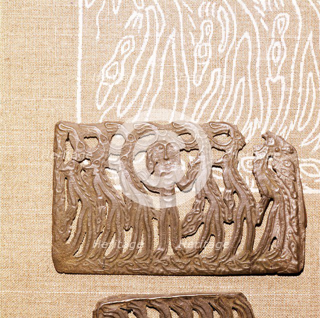 Bronze Plaque, illustrating Shamanism and Magic, Kama River Area, USSR, 3rd century BC-8th century. Artist: Unknown.