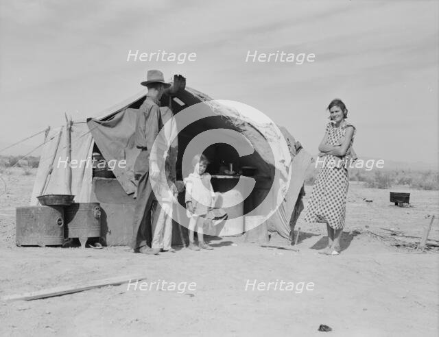 Family of four to be returned to Oklahoma by the Relief Administration, Holtville, California, 1937. Creator: Dorothea Lange.
