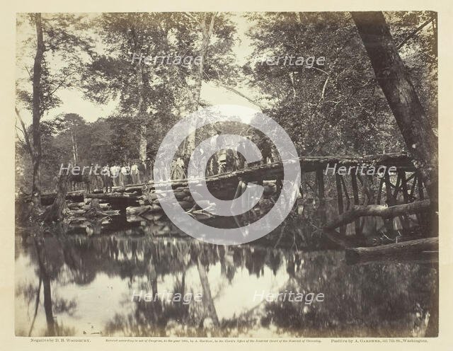 Military Bridge, Across the Chickahominy, Virginia, June 1862. Creator: D. B. Woodbury.
