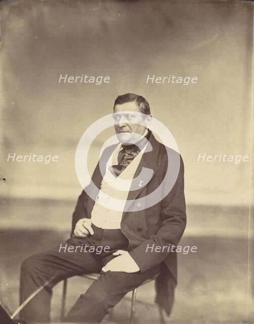 [Seated Man in White Vest and Dark Coat], 1850s-60s. Creator: Franz Antoine.