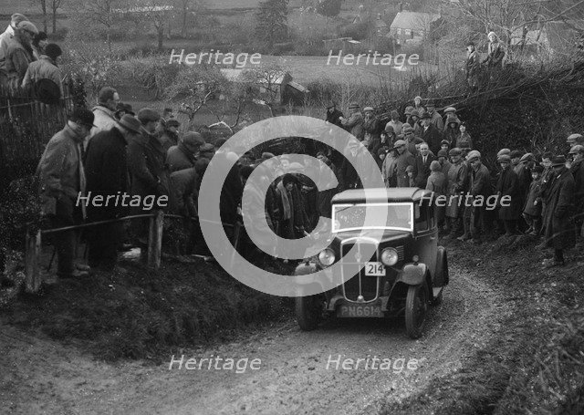 Standard of AV Spotiswoode competing in the MCC Exeter Trial, Ibberton Hill, Dorset, 1930. Artist: Bill Brunell.