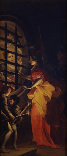 Empress Faustina Visiting Saint Catherine in Prison, 1694. Creator: Preda, Carlo (1651/52-1729).