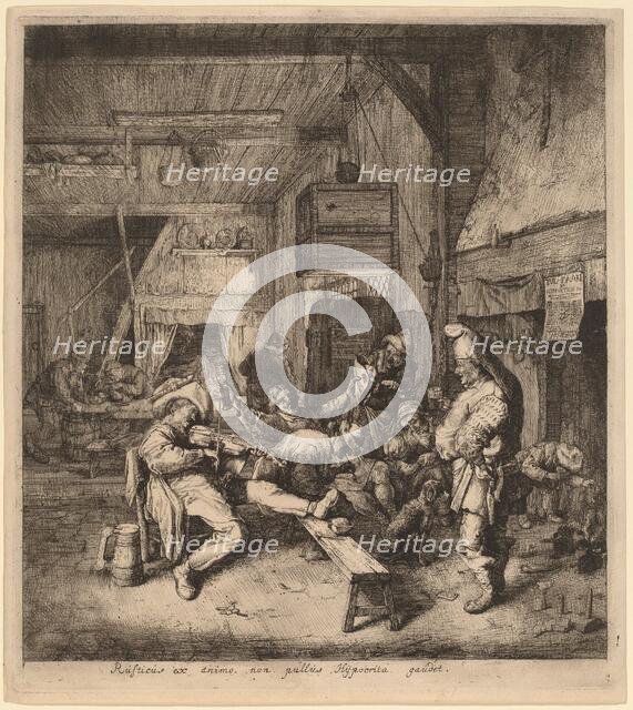 Violin Player Seated in a Tavern, 1685. Creator: Cornelis Dusart.