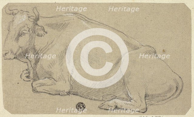 Cow Lying on Haunches (recto); Head of a Woman and Sketch of Horse's Head (verso), n.d. Creator: Unknown.
