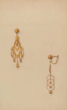 Earrings, c. 1937. Creator: Isidore Steinberg.