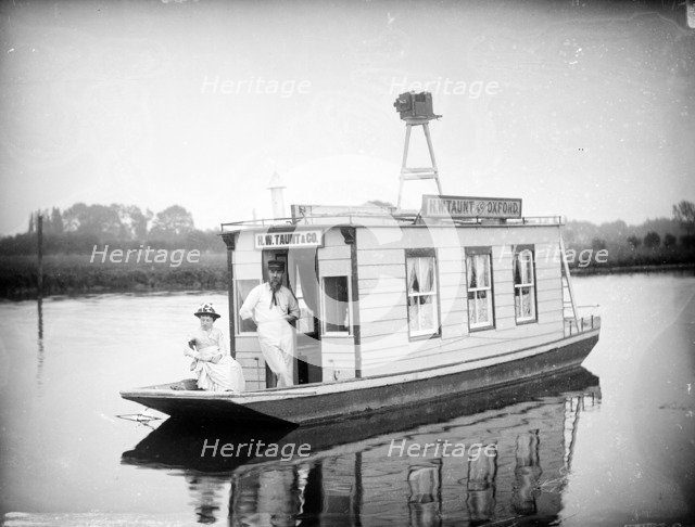Henry Taunt on his floating studio near Oxford, Oxfordshire, 1895. Artist: Henry Taunt