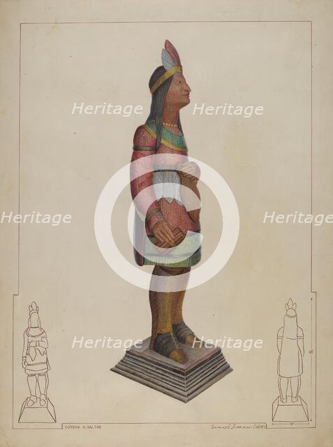 Cigar Store Indian, c. 1937. Creator: Gordon Saltar.