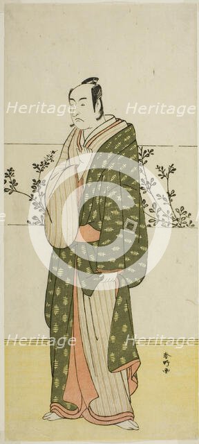 The Actor Ichikawa Monnosuke II, Possibly as Matsuya Soshichi, in the Play Chiyo no..., c. 1785. Creator: Katsukawa Shunko.