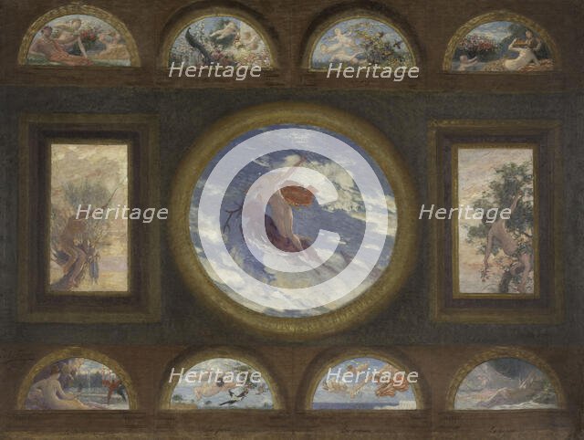 Esquisse pour la salle à manger de l'Hôtel de Ville de Paris : La Terre bienfaitrice et..., 1892. Creator: Jules-Jean Ferry.