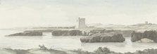 View on the coast of the Adriatic Sea with an observation tower on the other side of Monopoli, 1778. Creator: Louis Ducros.