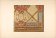 Partial design for the decoration of a ceiling in geometric panels painted with putti, masks..., 183 Creators: Jules-Edmond-Charles Lachaise, Eugène-Pierre Gourdet.