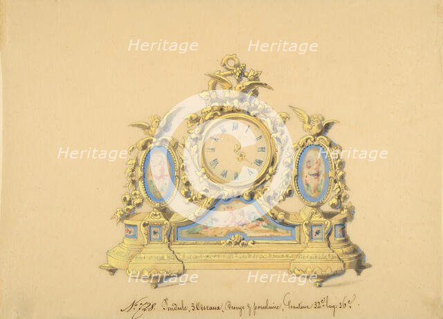 Design for a Clock: Three Birds, 19th century. Creator: Anon.