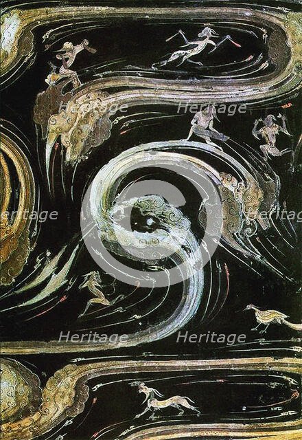 Stylized cloud forms and mythical creatures, 2th century BC. Creator: The Oriental Applied Arts.