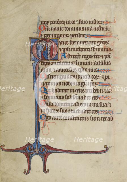 Initial Q: Herod Embracing Pilate; Bute Psalter, text and illumination about 1285. Creator: Bute Master.