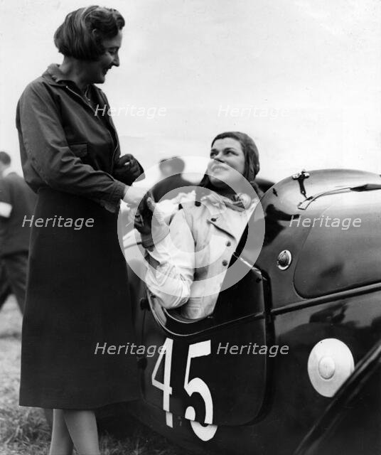 British racing drivers Betty Haig and Dorothy Patten, Goodwood, Sussex, 1948. Creator: Unknown.