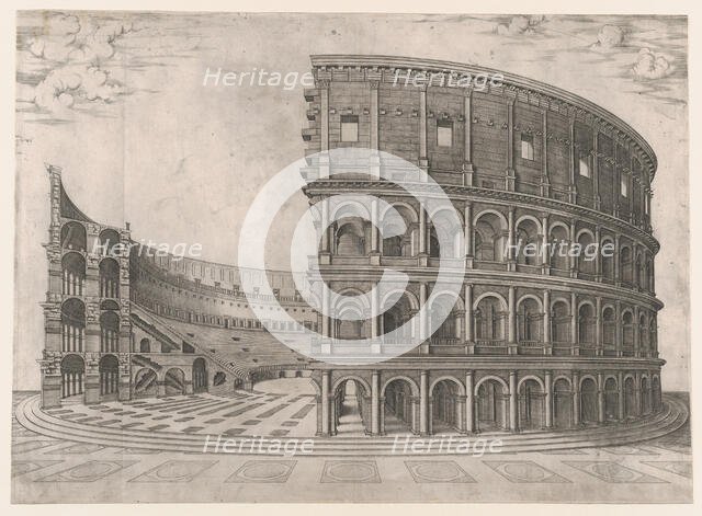 Speculum Romanae Magnificentiae: Interior and Exterior of the Colosseum, 16th century., 16th century Creator: Anon.