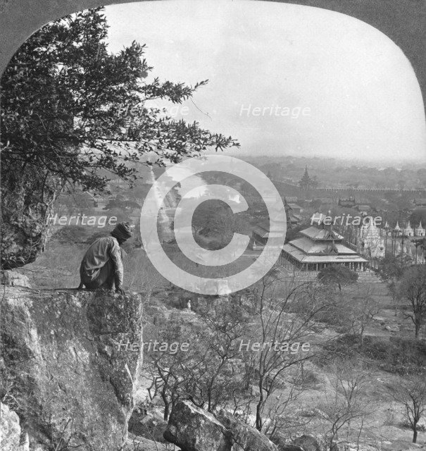 General view of Mandalay, Burma, showing the fort wall, 1908. Artist: Stereo Travel Co
