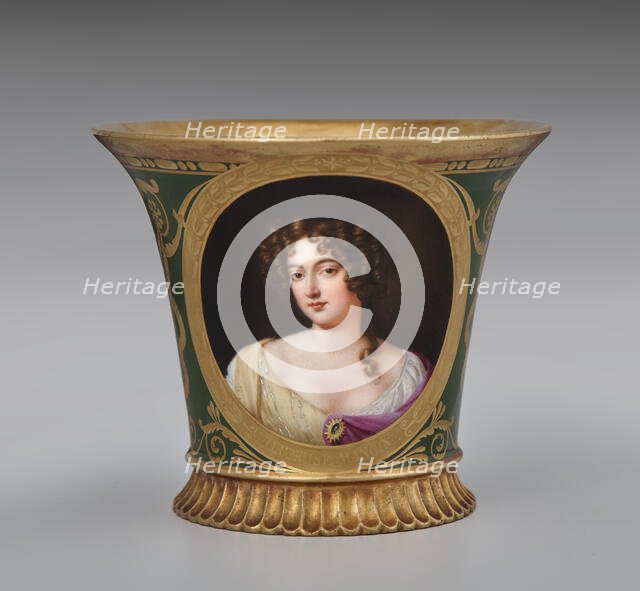 Cup (Tasse Jasmin À Pied Cannelé, 1St Size) With Portrait Of Hortense Mancini, Duchess..., 1811. Creator: Unknown.